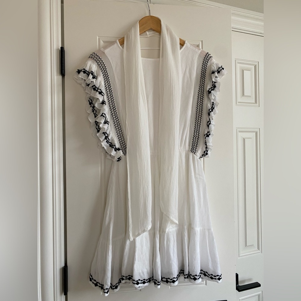 Free People Weekend Brunch Embroidered Mini Dress Sz XS White